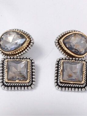 Vintage Crystal Duplex Drop Earrings